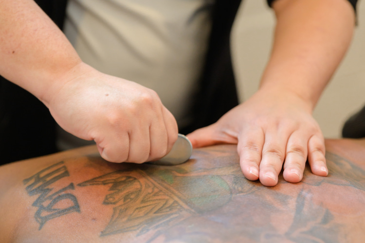Gua sha tools and treatment setup